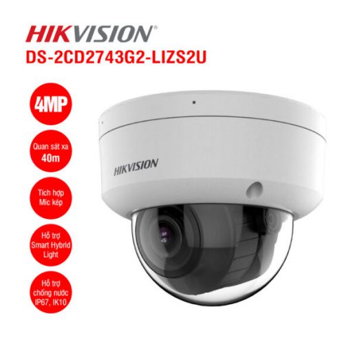 Camera IP Dome 4MP Hikvision DS-2CD2743G2-LIZS2U