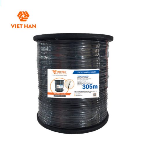 Cáp điện thoại 305m Việt Hàn CAT3 25AWG + nguồn