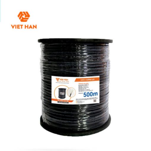 Cáp điện thoại 500m Việt Hàn CAT3 26AWG + Cường lực HDPE